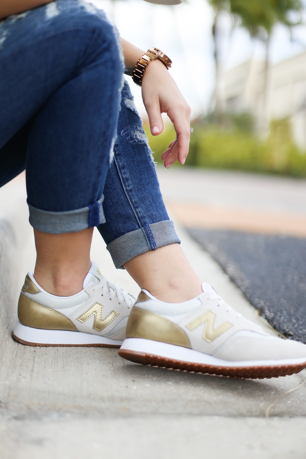 White & Gold Sneakers - Laura Beverlin