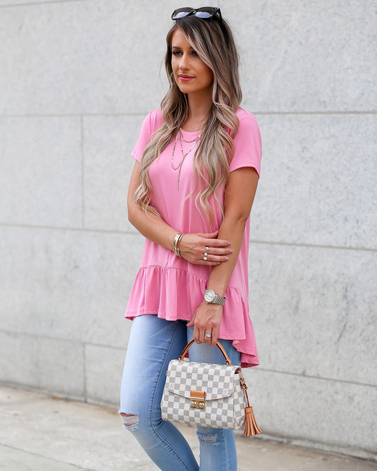 Casual Monday Style: Pink Ruffle Tee - Laura Beverlin