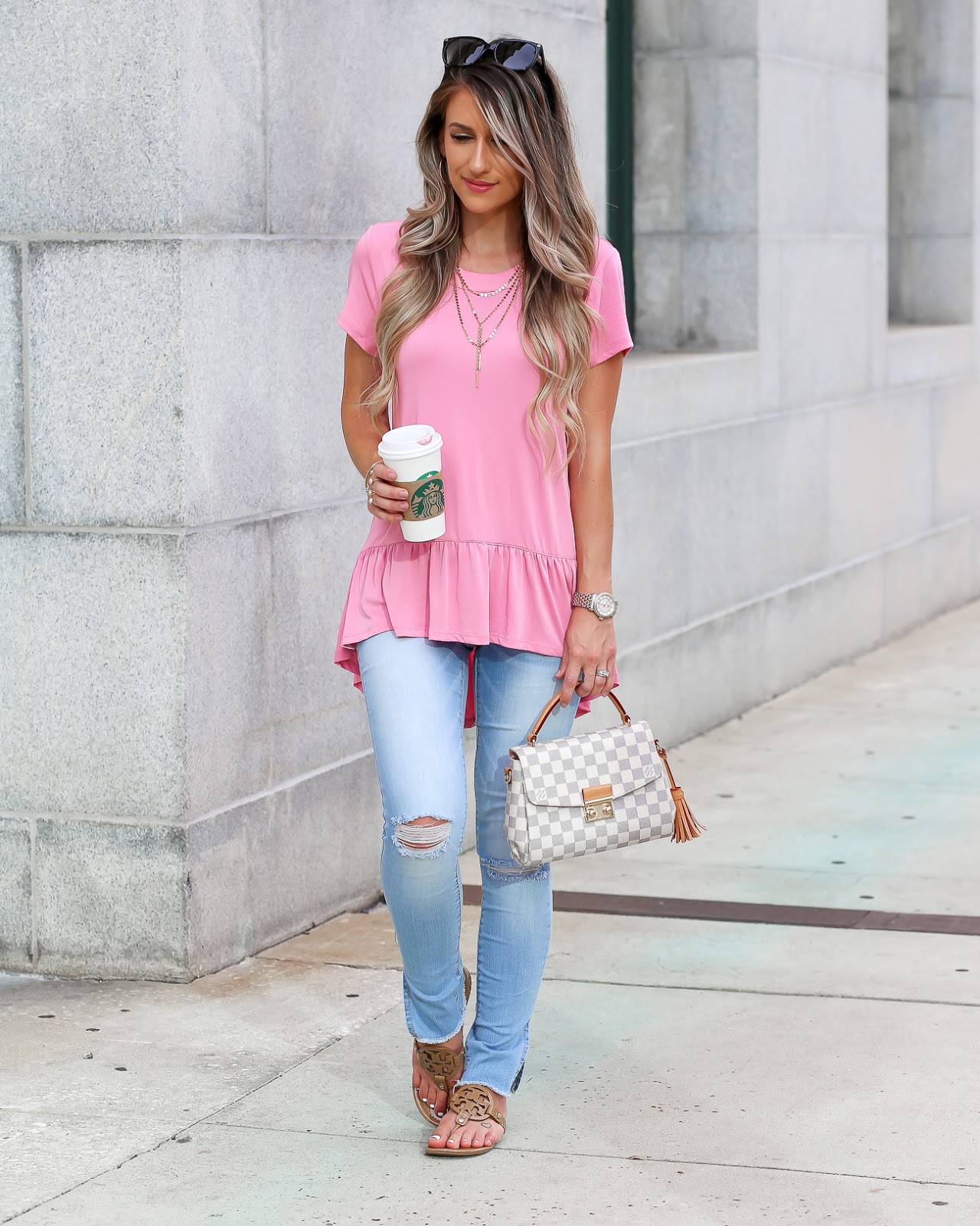 Casual Monday Style: Pink Ruffle Tee - Laura Beverlin