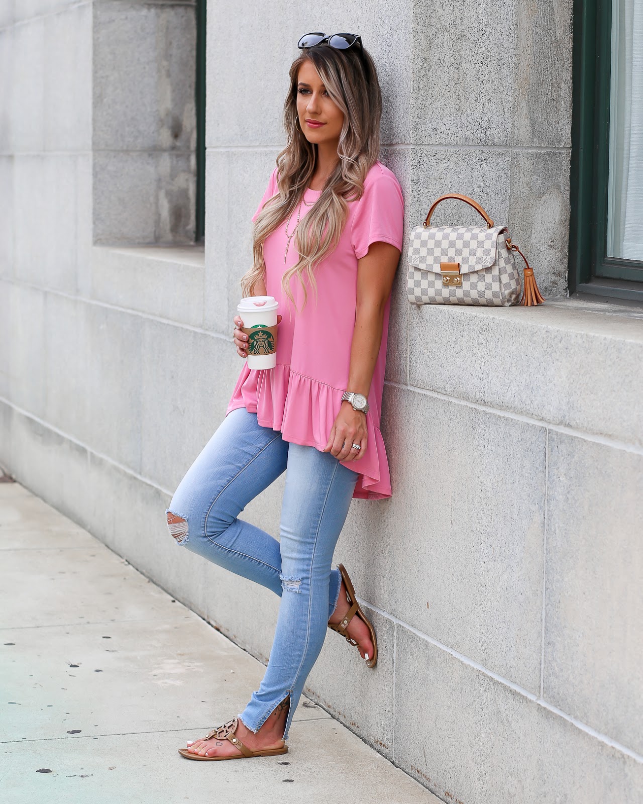 Casual Monday Style: Pink Ruffle Tee - Laura Beverlin