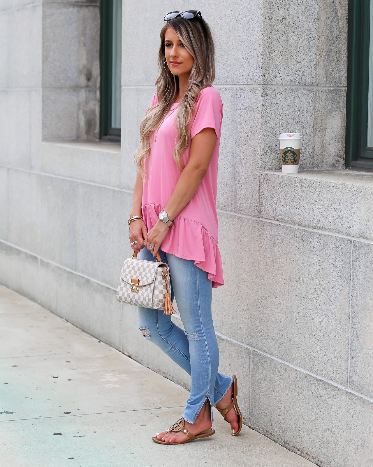 Casual Monday Style: Pink Ruffle Tee - Laura Beverlin