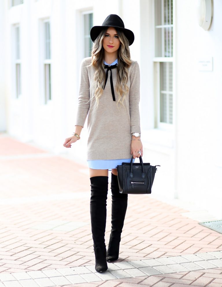 Sweater Dress & Over The Knee Boots - Laura Beverlin
