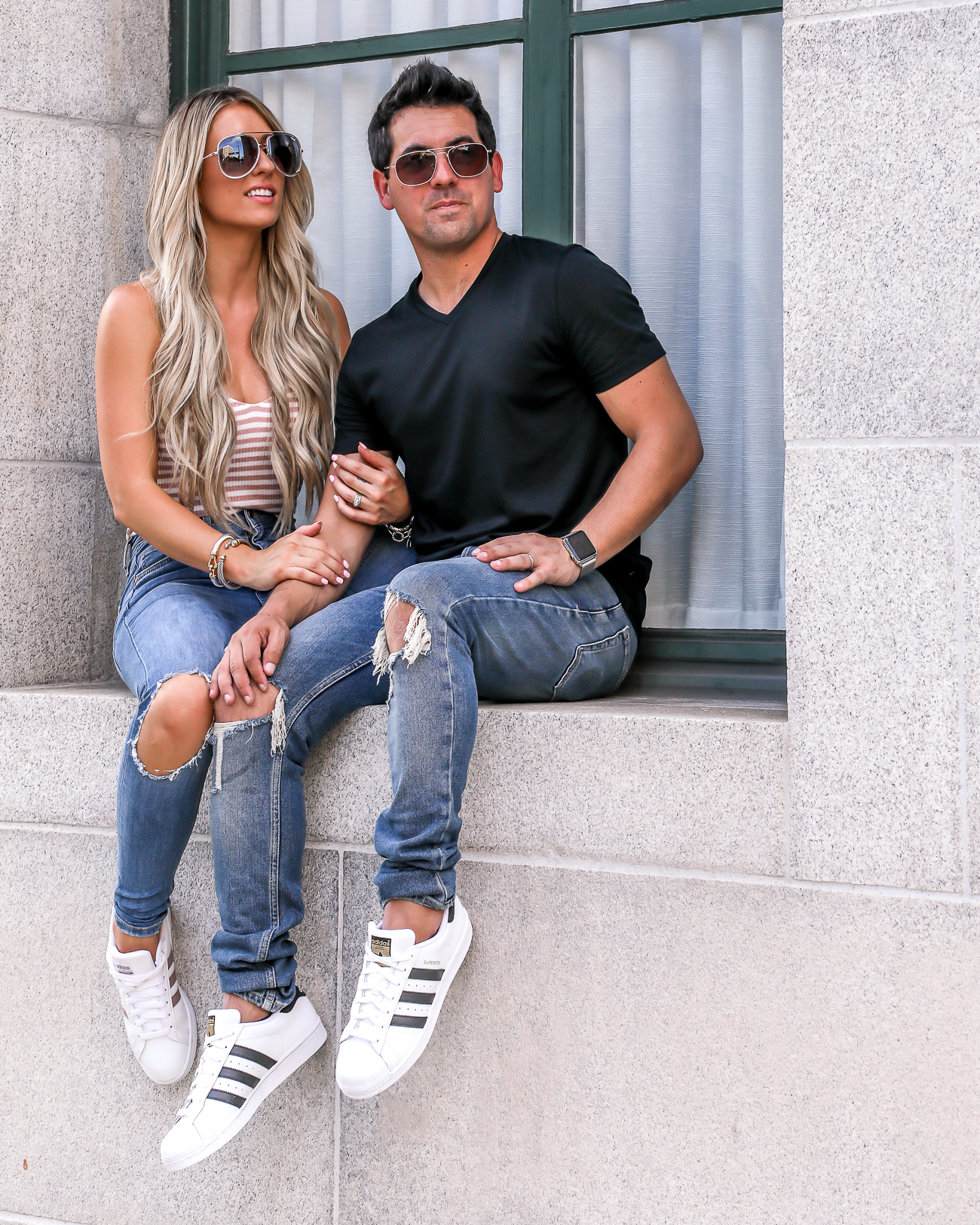 His & Hers outfit idea Adidas Superstar Casual summer Style 