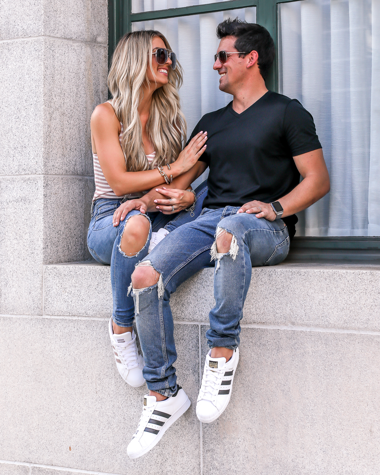 His & Hers outfit idea Adidas Superstar Casual summer Style 