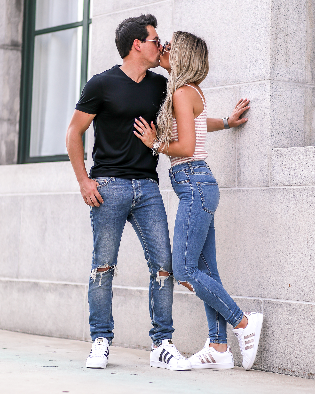 His & Hers outfit idea Adidas Superstar Casual summer Style 