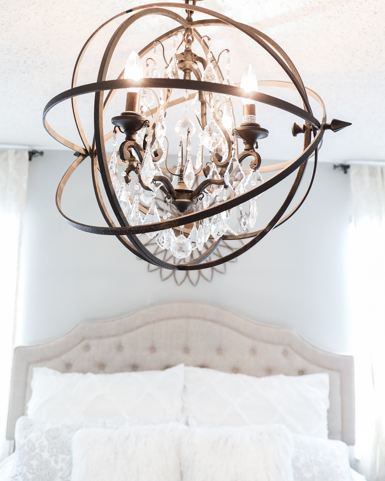 Troy Lighting Byron 4-Light Vintage Bronze Pendant Neutral Master Bedroom Update