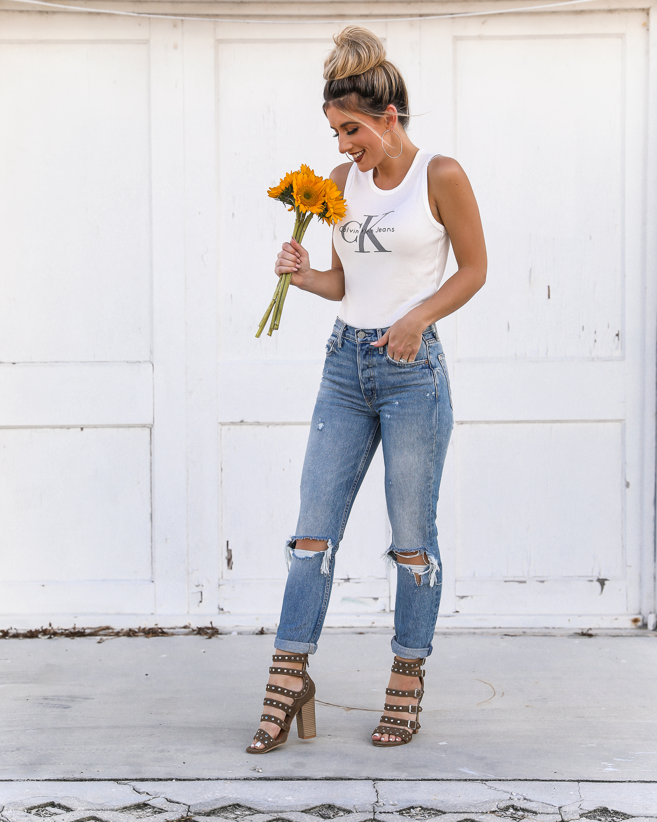 CK Tank Grlfrnd Distressed Jeans 90's style Calvin Klein tank top-1