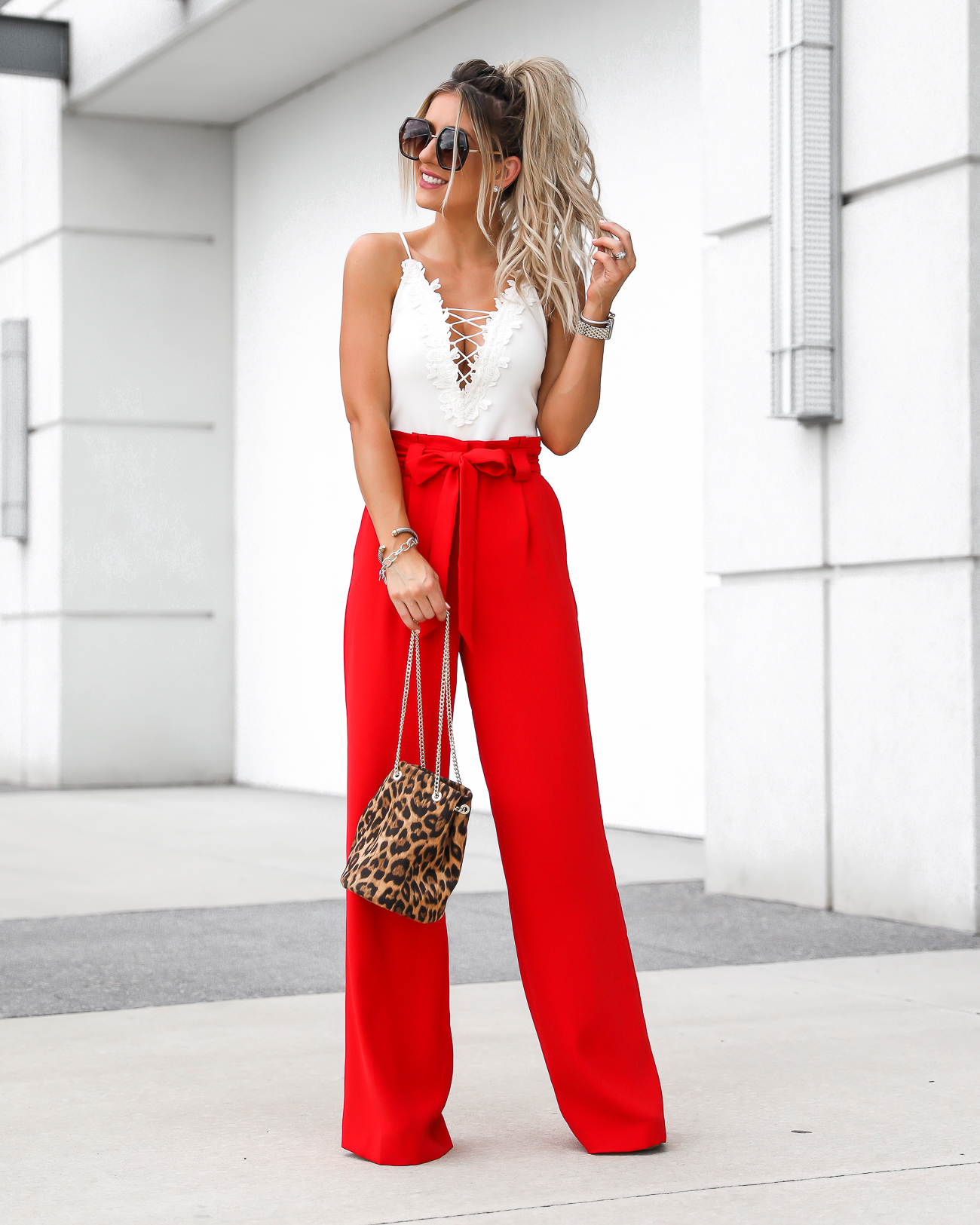 Wide legged red outlet pants