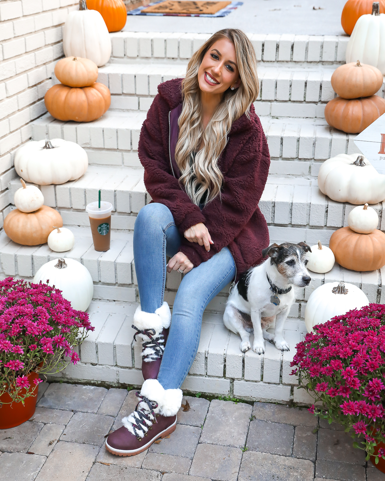 Wubby Fleece Pullover Muk Luks Faux Fur Boots Cozy Fall Outfit Idea Fall Front Porch