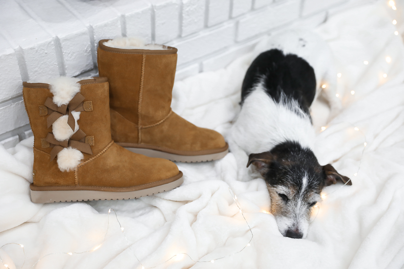 UGGS KOOLABURRA VICTORIA SHORT BOOTS CASUAL WINTER OUTFIT COFFEE TANK TOP WHITE CHENILLE CARDIGAN WHITE FARMHOUSE FIREPLACE LAURA BEVERLIN