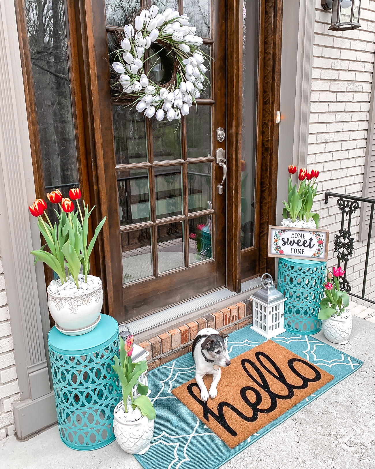 Spring summer front porch idea Front door wreath Home decor Home depot laura beverlin -17