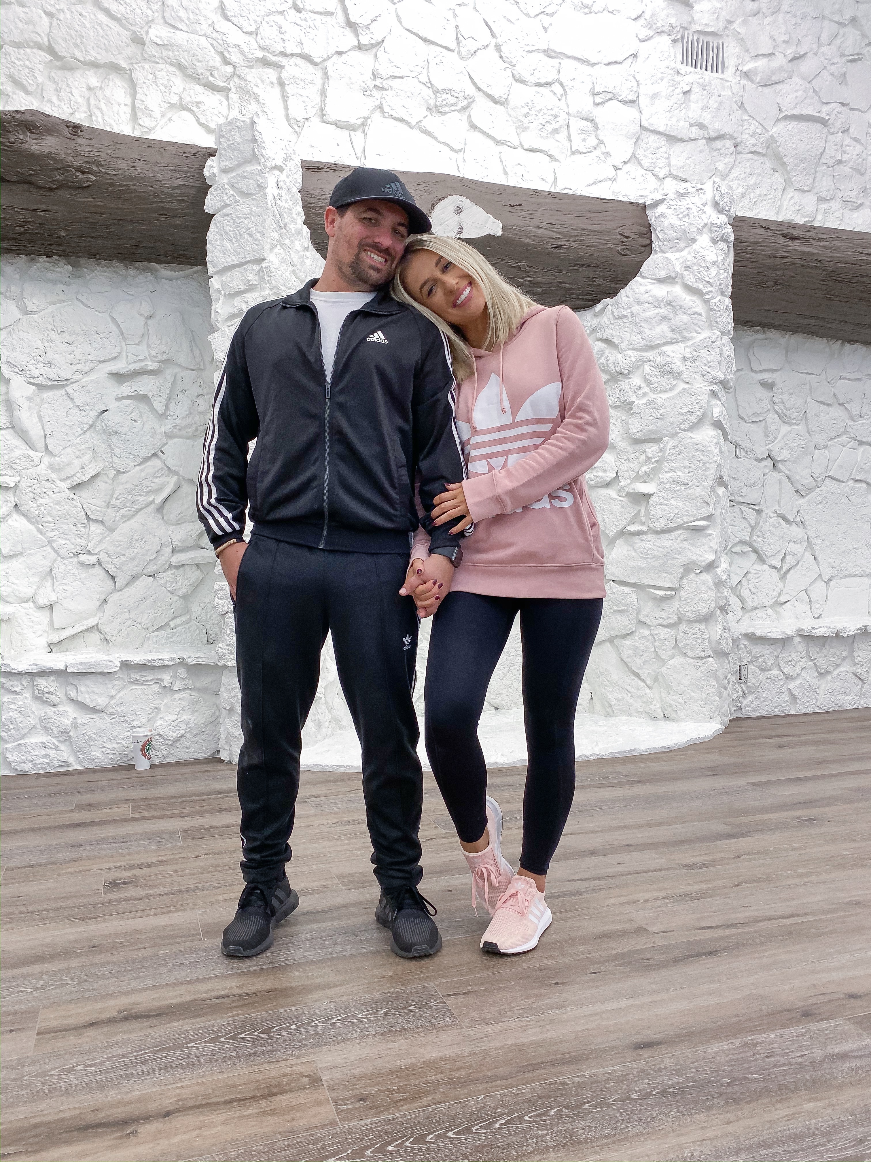Laura Beverlin house pink adidas his and hers adidas outfit 