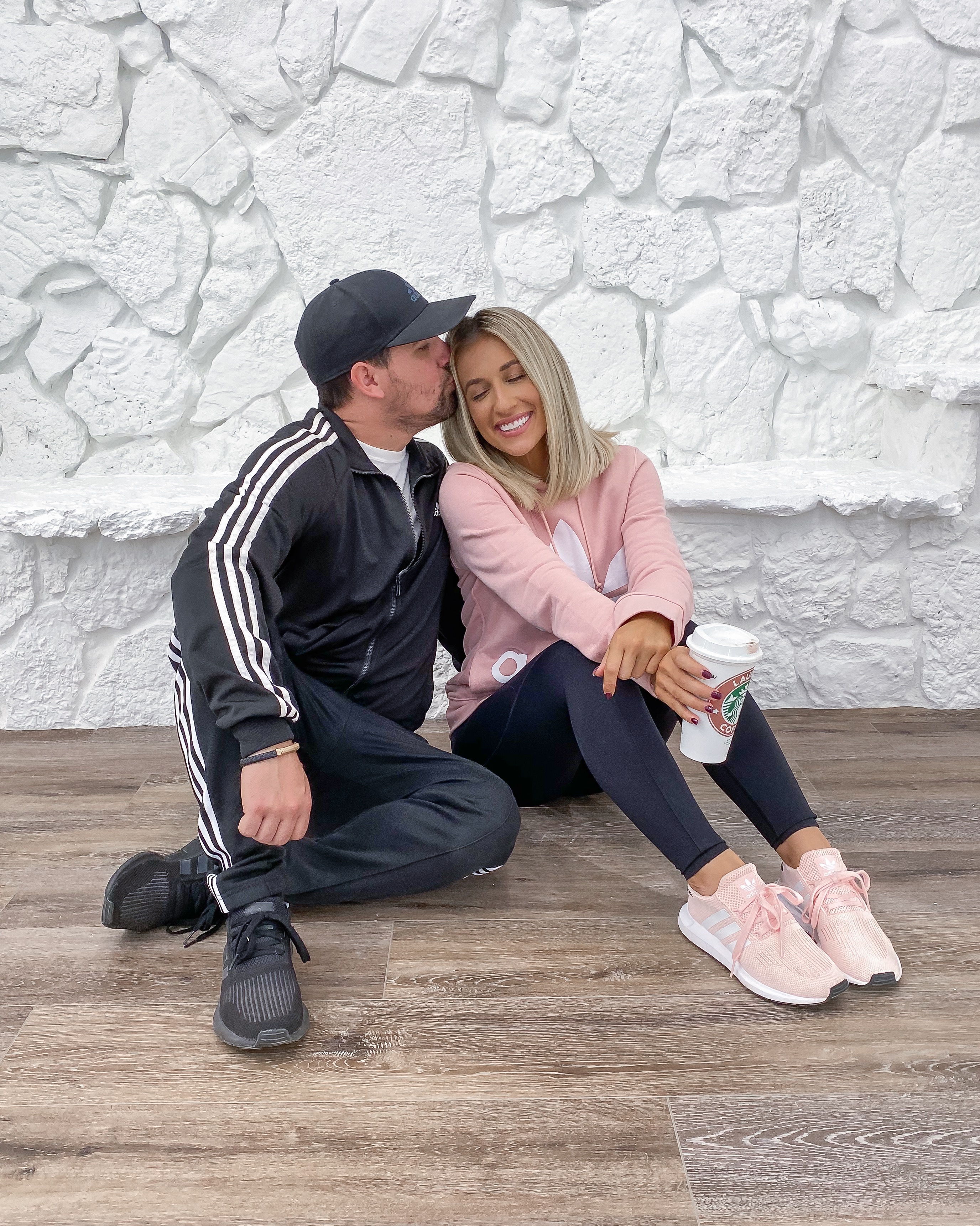 Laura Beverlin house pink adidas his and hers adidas outfit 